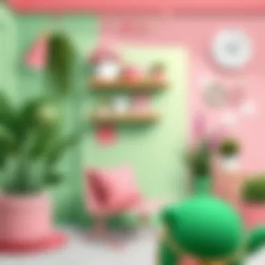 Creative crafting projects showcasing the use of pink and green colors