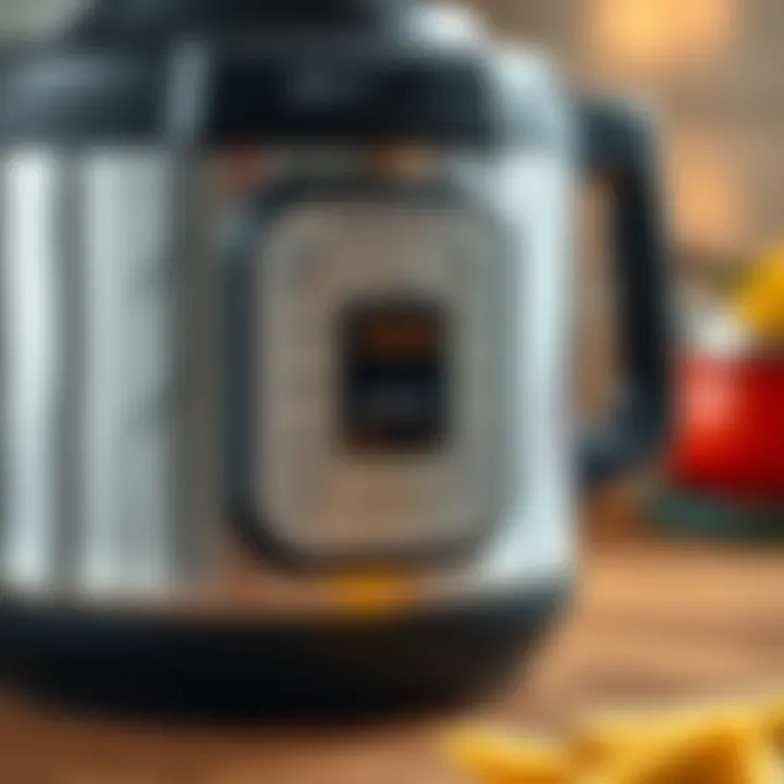 Understanding Safety Features Close-up of a pressure cooker showing safety features