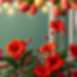 Vibrant red flowers arranged elegantly in a festive setting
