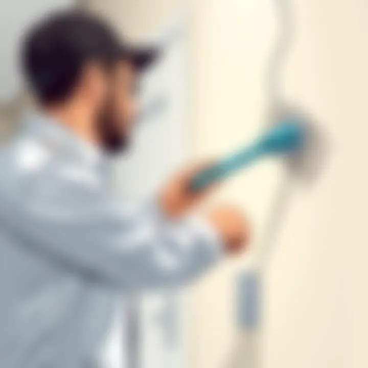 Moisture Inspection by Expert A professional inspecting a wall for moisture damage