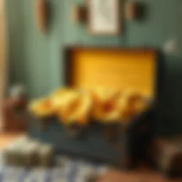 A vintage chest revealing yellowed textiles inside, symbolizing lost memories.