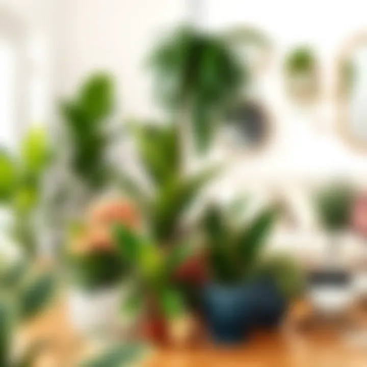 Decorative Arrangement of Sinek Kovanı Plants A vibrant arrangement of sinek kovanı plants in a well-decorated living space, highlighting their aesthetic appeal.