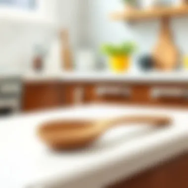 Pristine Wooden Spoon A pristine wooden spoon resting on a clean kitchen counter