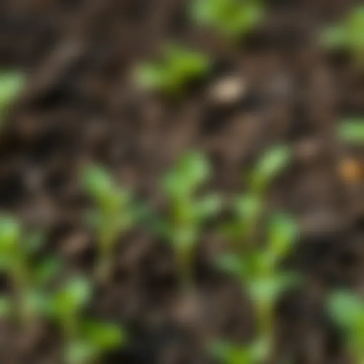 Freshly sown watercress seeds in fertile soil