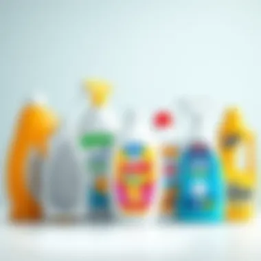 Different varieties of ironing cleaning solutions lined up