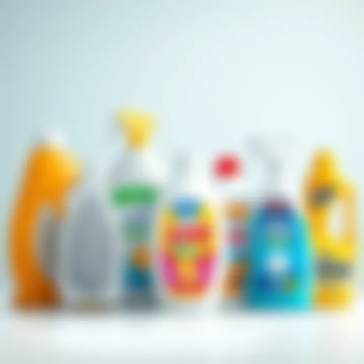 Different varieties of ironing cleaning solutions lined up