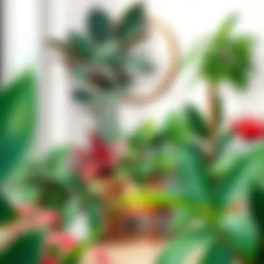 Creative Arrangements of Indoor Plants A vibrant arrangement of large-leaf indoor plants