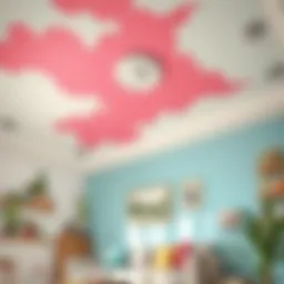 Vibrant ceiling painted with wall paint