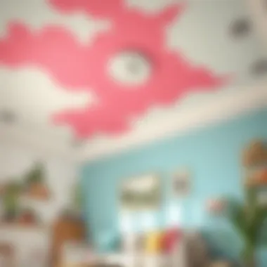 Vibrant ceiling painted with wall paint