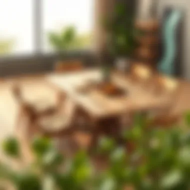 Timeless Wooden Design for Gatherings Stylish wooden expandable table surrounded by chairs.