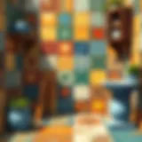 Colorful tiles painted with oil paint showcasing artistic transformation