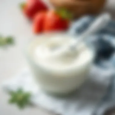 Freshly Made Yogurt Fresh yogurt in a bowl with a spoon